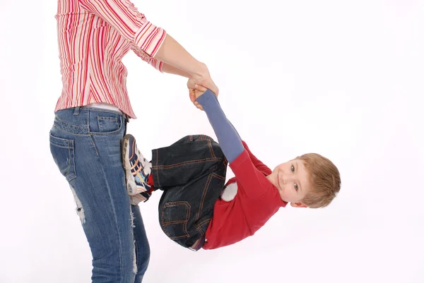 Stock image The boy plays with mum