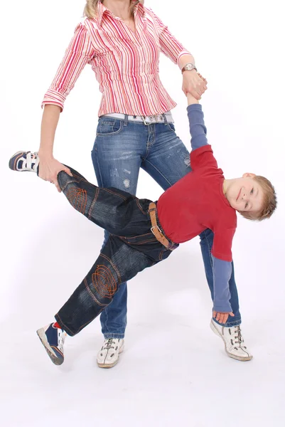 stock image The boy plays with mum