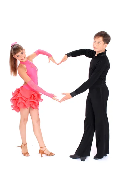 男孩和女孩跳舞舞厅舞 — 图库照片