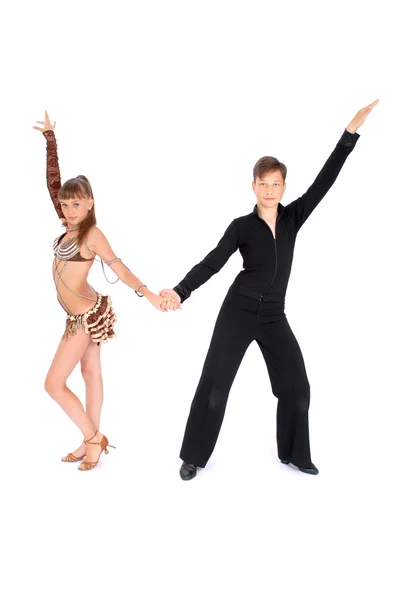 Chlapec a dívka tančí tance — Stock fotografie
