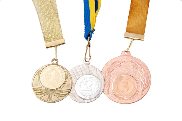 Altın, gümüş ve bronz madalya — Stok fotoğraf