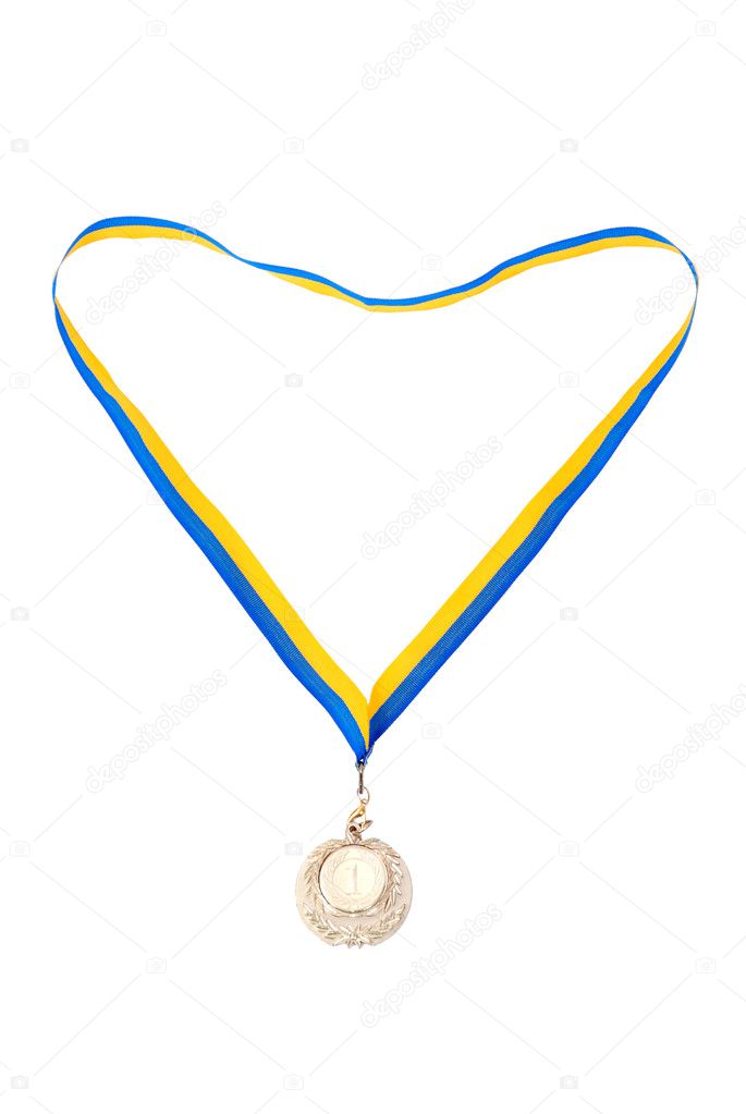 Gold medals isolated on white