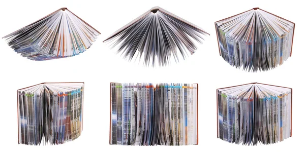 Seis libros abiertos aislados en blanco — Foto de Stock