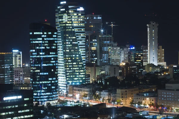 De skyline van tel aviv - nacht stad — Stockfoto