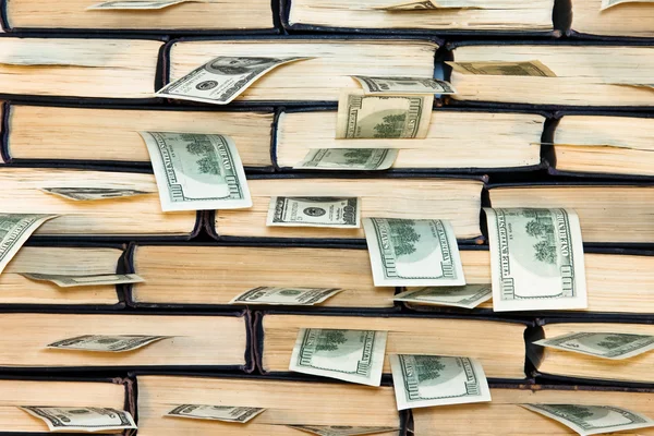 Dólares nos livros . — Fotografia de Stock
