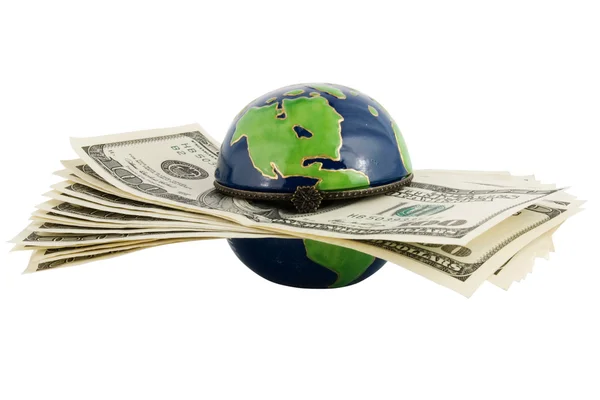 Money in the globe — Stock Photo, Image