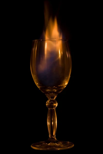 Glass, cocktail, fire. — Stock Photo, Image