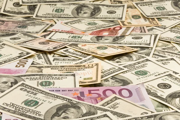 Background from dollars and euro — Stock Photo, Image