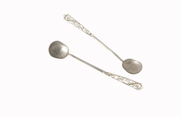 stock image Old silver spoons