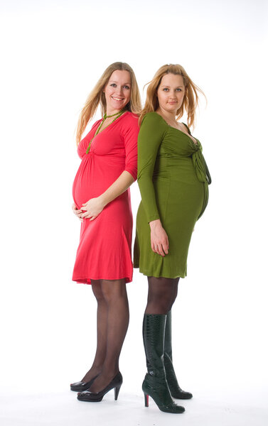 Two blondy women on white