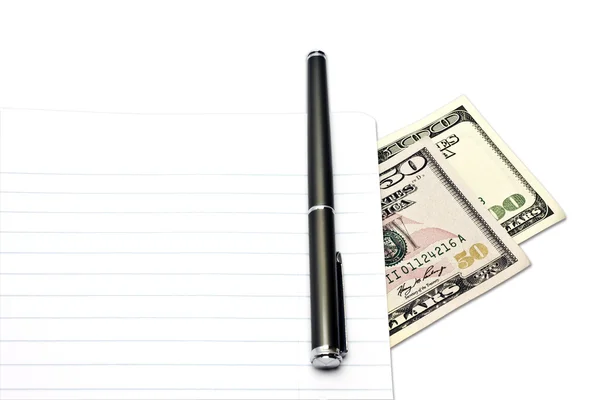 Kağıt para kalem — Stok fotoğraf