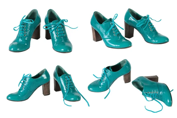 Die weiblichen grün lackierten Schuhe — Stockfoto