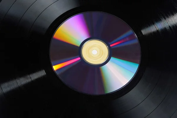 Rekord winylu i CD — Zdjęcie stockowe