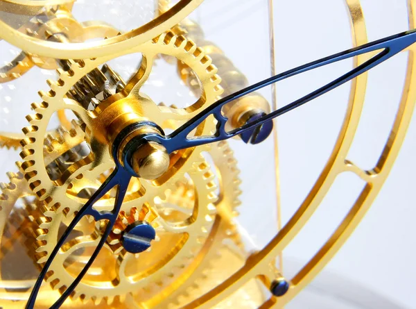 Mechanisme van een gouden klok Stok Fotoğraf