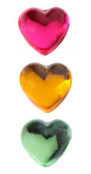 Three glass hearts — Stock Photo, Image
