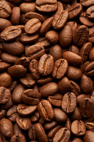 コーヒー豆の背景には、マクロのクローズ アップ — ストック写真