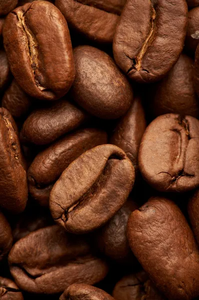 Фон з кавових зерен, макро крупним планом — стокове фото