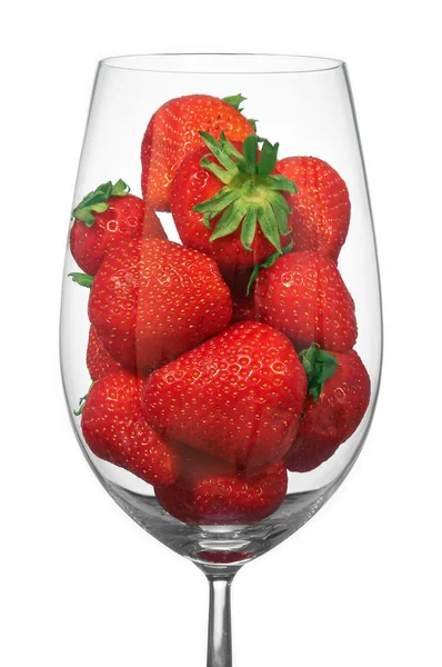 Glass with the strawberry — Stock Photo, Image