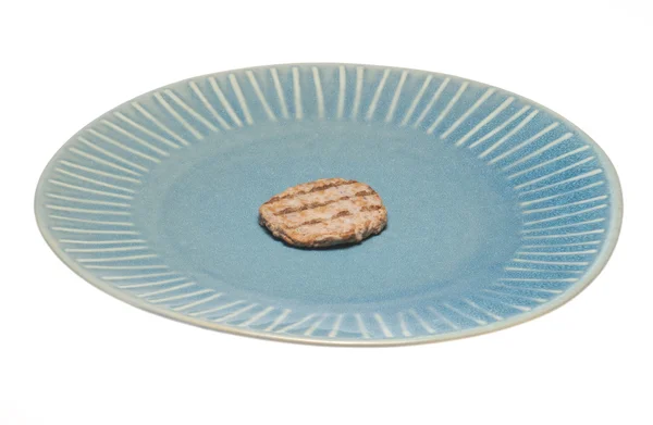 Small Meat Patty on a Large Plate — Stock Photo, Image