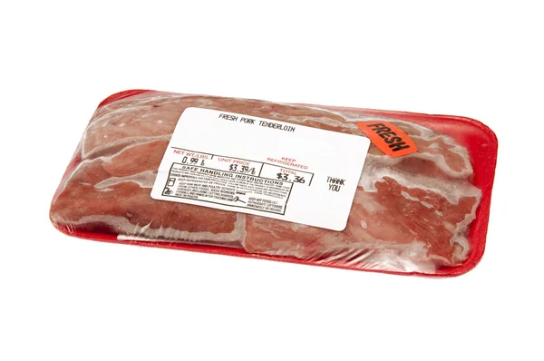 Verpacktes tiefgefrorenes Schweinefilet — Stockfoto