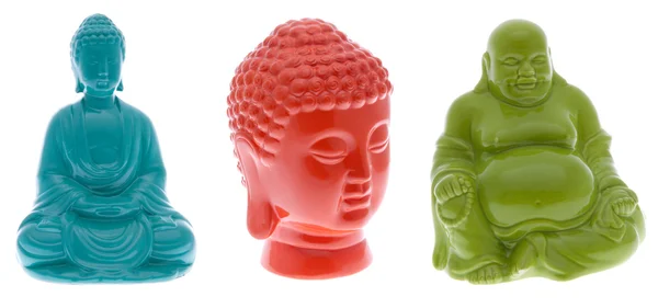 Trio of Bright Buddha Statues — Stock Photo, Image