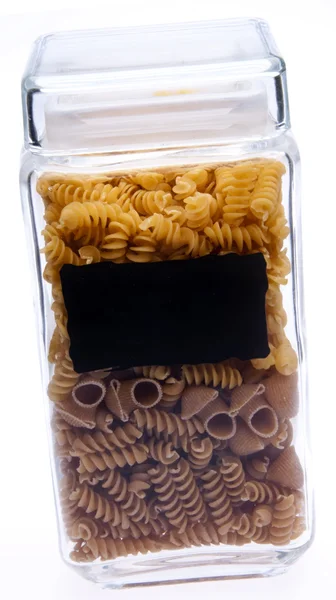 Glass Canister with Pasta — Stock Photo, Image