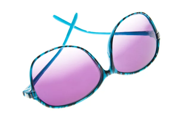 Ισχίου ζέβρα μπλε ρίγα γυαλιά ηλίου髋关节蓝色斑马条纹的太阳镜 图库照片