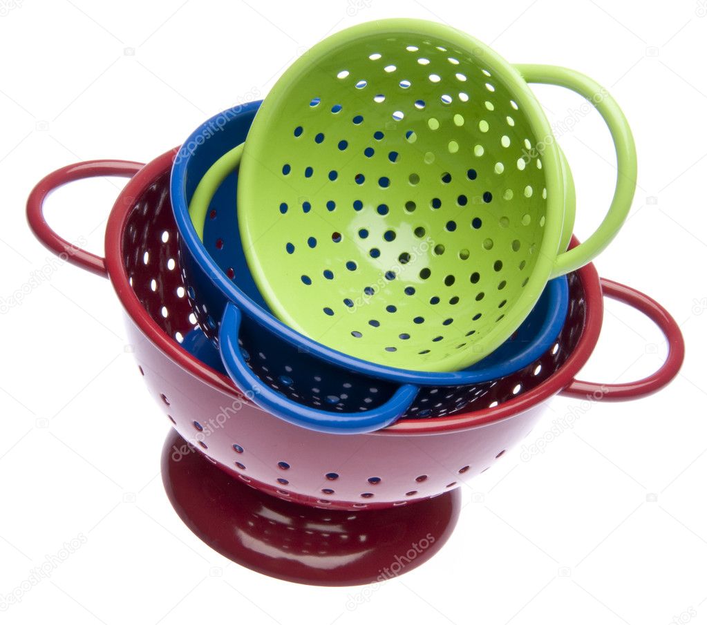 Stack of Bright Colanders