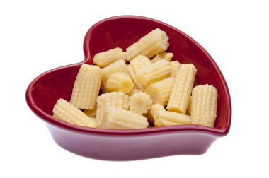 Baby Corn in a Heart Shaped Dish clipart