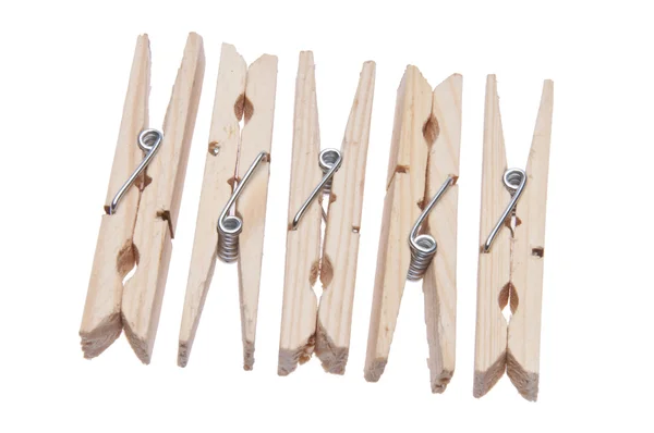 Группа Wooden Clothespins — стоковое фото