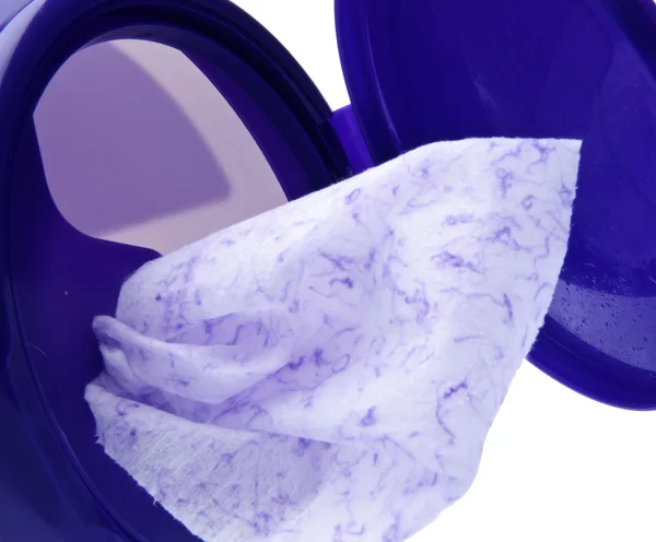 Пурпурные дезинфицирующие салфетки — стоковое фото