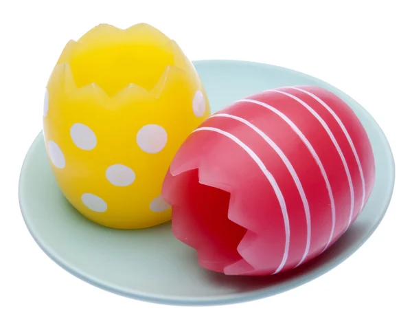 Ovos de Páscoa em uma chapa — Fotografia de Stock