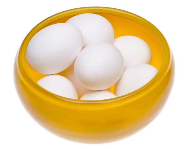 Tigela amarela de ovos — Fotografia de Stock