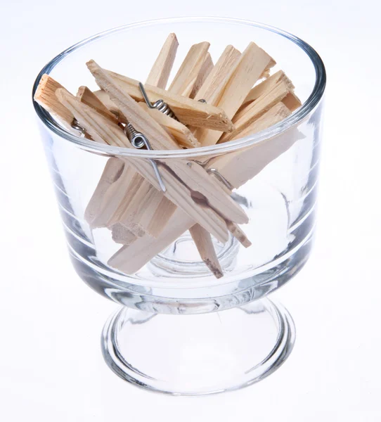 Glass full of Clothespins — Stock Photo, Image