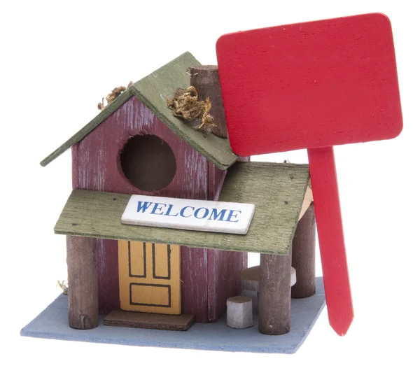 Small Farm Home with Red Sign — Stock Photo, Image