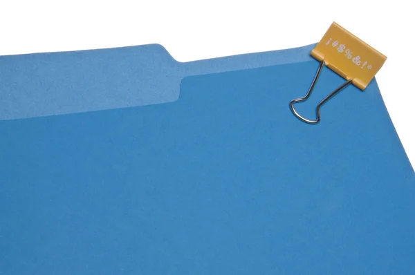 Expletive Paperclip en la carpeta de archivos azul . — Foto de Stock