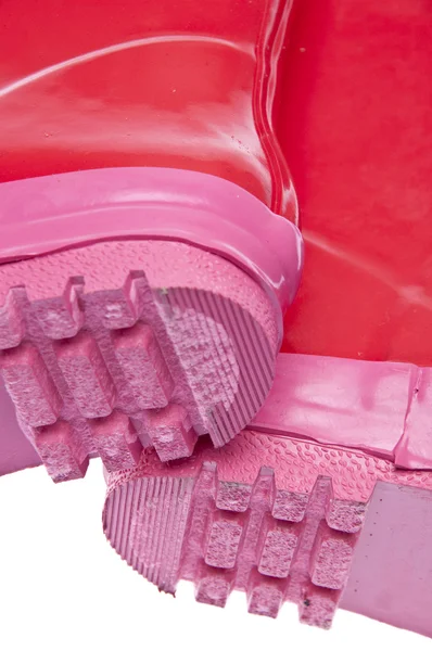 Detalhe das botas de chuva rosa — Fotografia de Stock