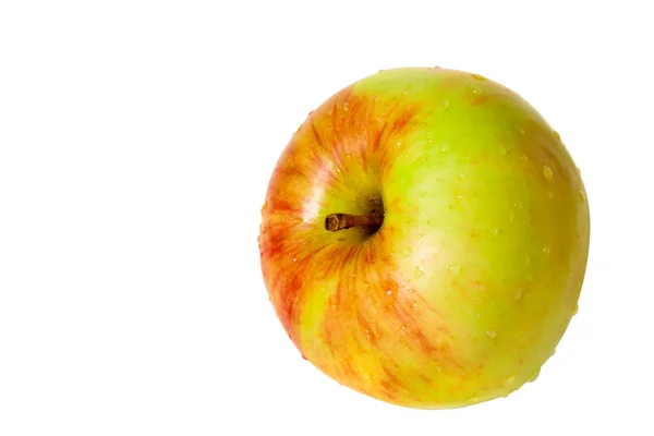 Zelené kapky jablečné rosy — Stock fotografie