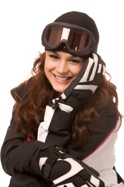 Pretty woman in ski-wear clipart