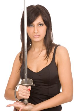 Woman with sword clipart