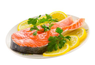 Salmon with lemon clipart