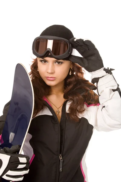 Kobieta z snowboardowe — Zdjęcie stockowe