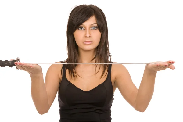 Woman with sword — Stock Photo, Image