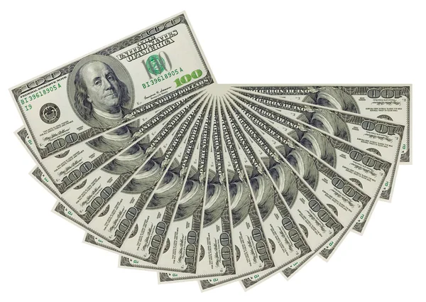 Kilkaset dolarów banknotów — Zdjęcie stockowe