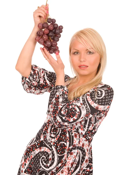 Mulher com uvas — Fotografia de Stock