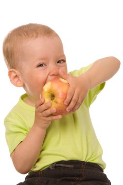 Boy with apple clipart