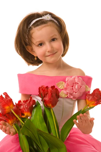 Dziewczyna z tulipany — Zdjęcie stockowe