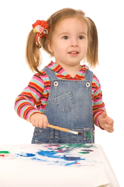 Girl with brush — Stock Photo, Image