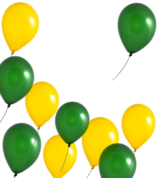 Zelené a žluté balónky — Stock fotografie