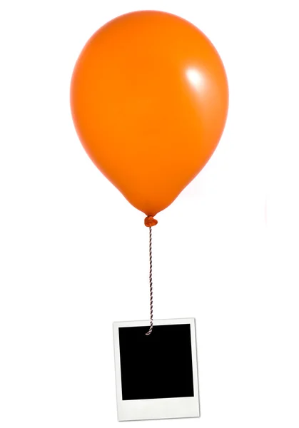 Crown teckenπορτοκαλί πλαίσιο μπαλόνι και φωτογραφία — Φωτογραφία Αρχείου